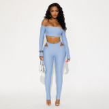 Off Shoulder Long Sleeve Two Piece Pants Set MXBF-J25ST318