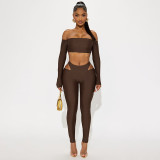 Off Shoulder Long Sleeve Two Piece Pants Set MXBF-J25ST318