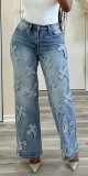 Retro-Washed Tassel Cross Jeans  XCFF-3811