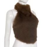 Furry Backless Sleeveless Crop Tops  MXBF-J25TP296