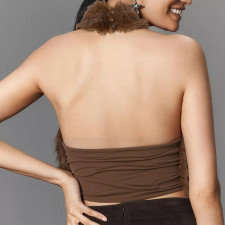 Furry Backless Sleeveless Crop Tops  MXBF-J25TP296