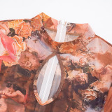 Hollow Out Print Mesh Jumpsuit MXBF-J25JP336