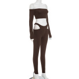 Off Shoulder Long Sleeve Two Piece Pants Set MXBF-J25ST318