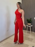 Single Shoulder Solid Color Jumpsuit GDNY-2034