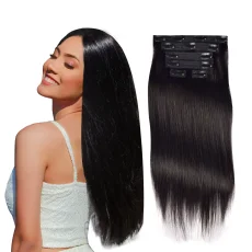 human hair Wig Lace Clip Straight Hair 6-Piece Set JFDX-81789