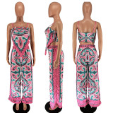 Print Sling Vest Loose Two Piece Pants Set GCYF-9582