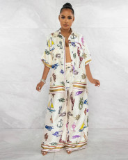 Print Loose Long Sleeve Pants Suit GCYF-9576