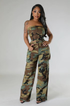 Camouflage Print Wrap Chest Pants Suit GCYF-9618