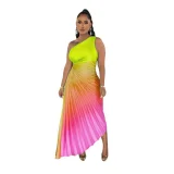 Gradient Press Pleated Maxi Dress GCYF-9575
