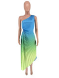 Gradient Press Pleated Maxi Dress GCYF-9575