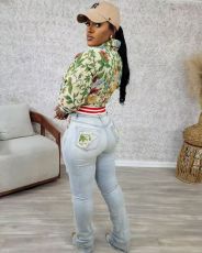 Plus Size Print Baseball Jacket (Includes Lining) TK-1496