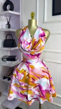 Halterneck Print Mini Dress GXIN-8910