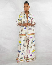 Print Loose Long Sleeve Pants Suit GCYF-9576