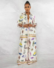 Print Loose Long Sleeve Pants Suit GCYF-9576