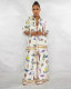 Print Loose Long Sleeve Pants Suit GCYF-9576