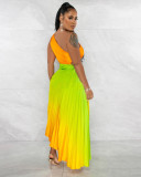 Gradient Press Pleated Maxi Dress GCYF-9575