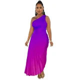 Gradient Press Pleated Maxi Dress GCYF-9575