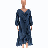 Irregular Long Sleeve Maxi Dress GCYF-9022