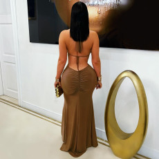 Backless Hollow Out Split Fishtail Dress GTYZ-7591
