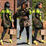 Casual Fashion Camouflage Letter Print Coats GCYF-9026