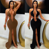 Backless Hollow Out Split Fishtail Dress GTYZ-7591