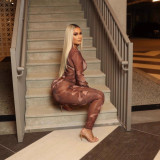 Print Long Sleeve Tight Pants Suit GTYZ-7598