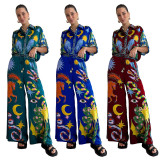 Fashion Print Slim Two Piece Pants Set GCYF-9558