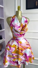Halterneck Print Mini Dress GXIN-8910
