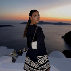 Print Long Sleeve Casual Dress GCYF-9583