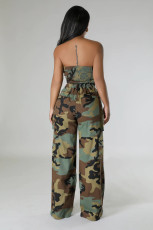 Camouflage Print Wrap Chest Pants Suit GCYF-9618