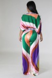 Color Block Print Two Piece Pants Set GCYF-9639