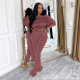 Pleated Long Sleeve Tops Micro Pant Suit GTYZ-7595