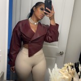 PU Leather Solid Color Coats GPBY-16452