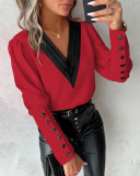 Fashion V-neck Long Sleeve Blouses GSZE-ST23385