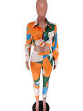 Fashion Print Tie Up Two Piece Pants Set GCYF-9433