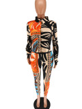 Fashion Print Tie Up Two Piece Pants Set GCYF-9433
