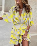 Print V-Neck Mini Dress GSZE-ST22122