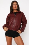 Long Sleeve Zipper PU Leather Coats GPBY-16341