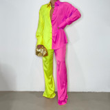 Color Block Loose Two Piece Pants Set GCYF-9391