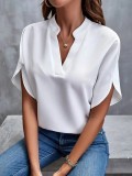 Casual Solid Color V-Neck Blouses GSZE-ST24003