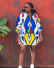 Long Sleeve Print Hooded Mini Dress GCYF-9183