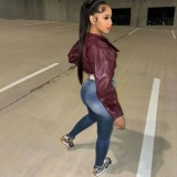 PU Leather Solid Color Coats GPBY-16452