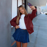 Long Sleeve Zipper PU Leather Coats GPBY-16341