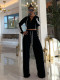 Stripe Patchwork Hooded Sport Two Piece Pants Set TR-1354