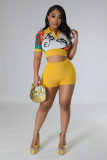 Short Sleeve Print Two Piece Short Set GCYF-9543