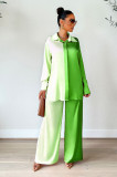 Color Block Single Breasted Two Piece Pants Set GCYF-9340