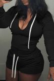 Solid Color Zipper Two Piece Short Set GFTF-881148859