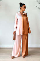 Color Block Single Breasted Two Piece Pants Set GCYF-9340