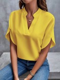Casual Solid Color V-Neck Blouses GSZE-ST24003