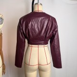 PU Leather Solid Color Coats GPBY-16452